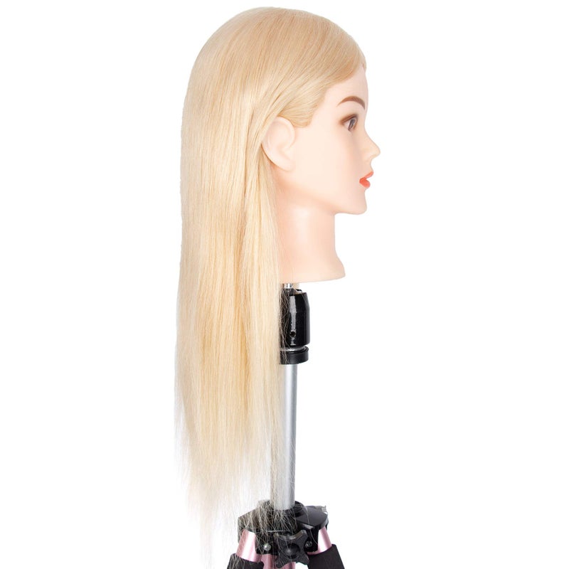 gexworldwide GEX 100% Human Hair Mannequin Head Blonde Training Practice Head for Styling Dying Cutting 613#Blonde (18â€) - Image 3